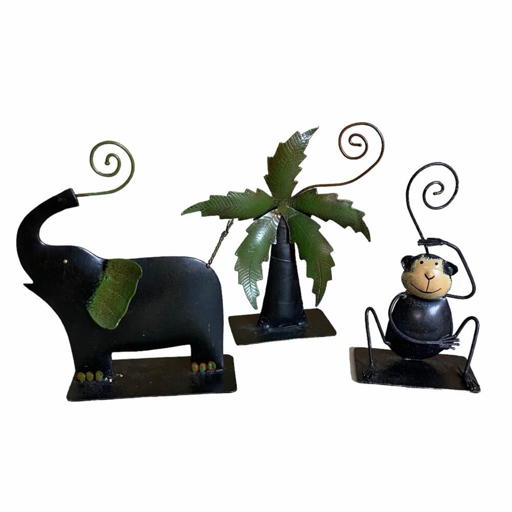 Pier 1 Imports Safari 3 Piece Elephant Palm Tree Monkey Photo Holders Jungle